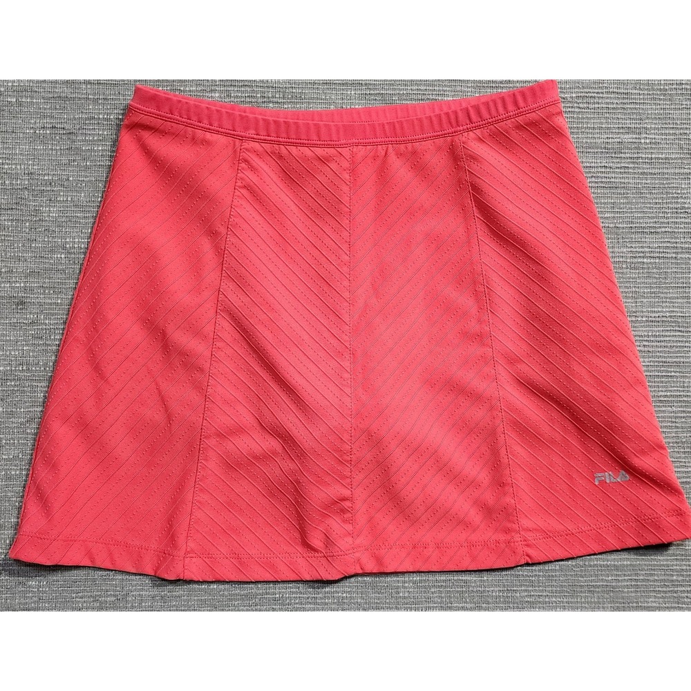 Fila Womens Coral Red Textured Athletic Tennis Skort Size XS Built-in Shorts
